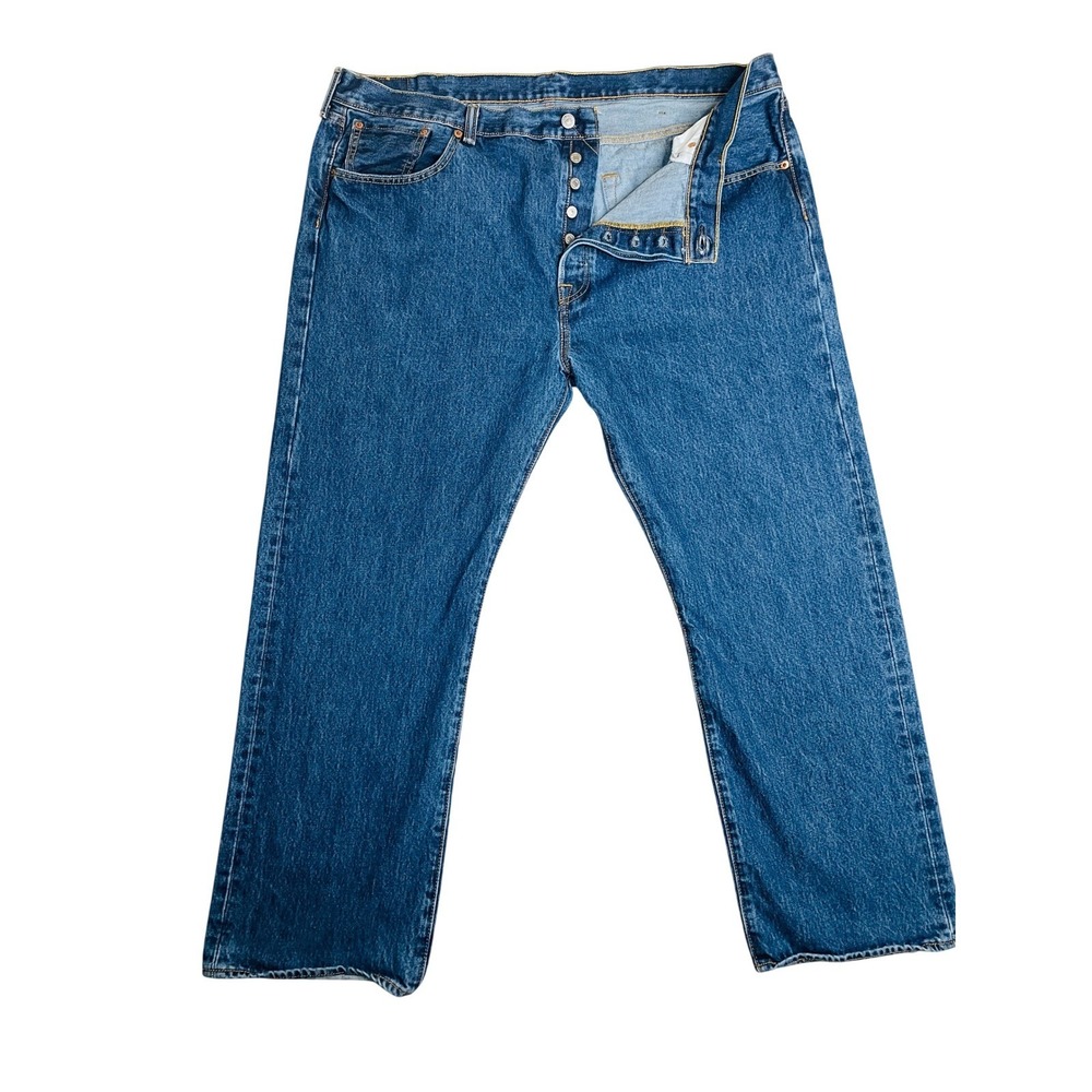 Levi's 501 Jeans Mens Straight Leg Medium Wash Button Fly Blue Denim 44x29